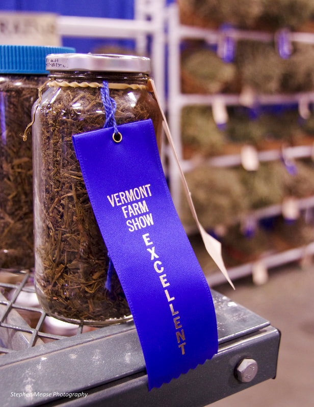 Jar with Vermont Farm Show Excellent award ribbon